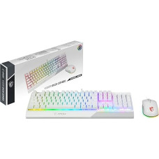 MSI Vigor GK30 Combo IT Semi Mechanical Gaming Keyboard + Mouse Gaming Clutch GM11, RGB Mystic Light, Multimedia Hotkey, Water Resistant, Ideal for Office, Italian Layout, White