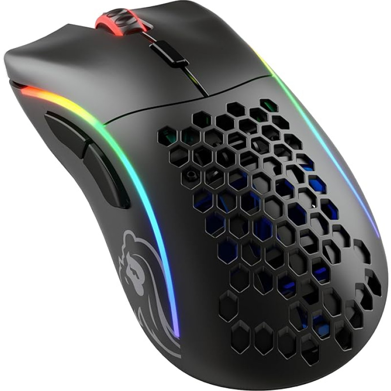 Glorious Gaming Model D Wireless Gaming Mouse - Super Light 69 g, Delay Free 2.4 GHz Radio, Up to 71 Hours Battery, RGB Lighting, BAMF Sensor, Ergonomic, 6 Buttons - Matte Black