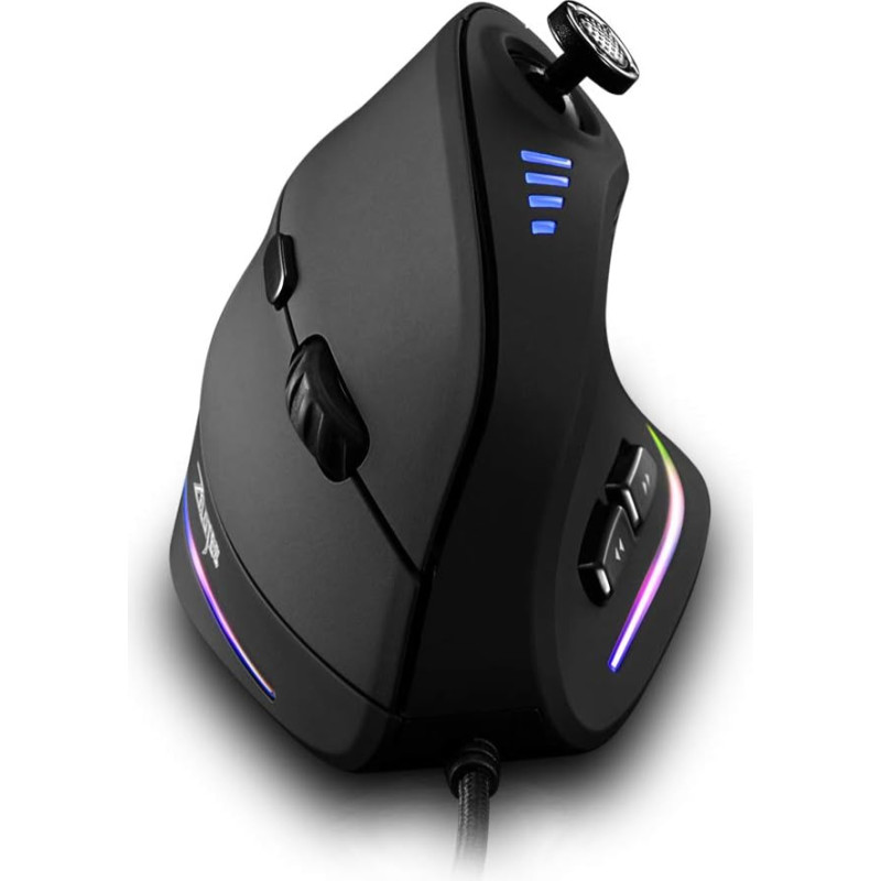 zelotes Ergonomic Mouse with Joystick, 10000DPI, 11 Programmable Buttons, USB Optical Vertical Gaming Mouse with Cable, for Laptop, Computer, PC, Black