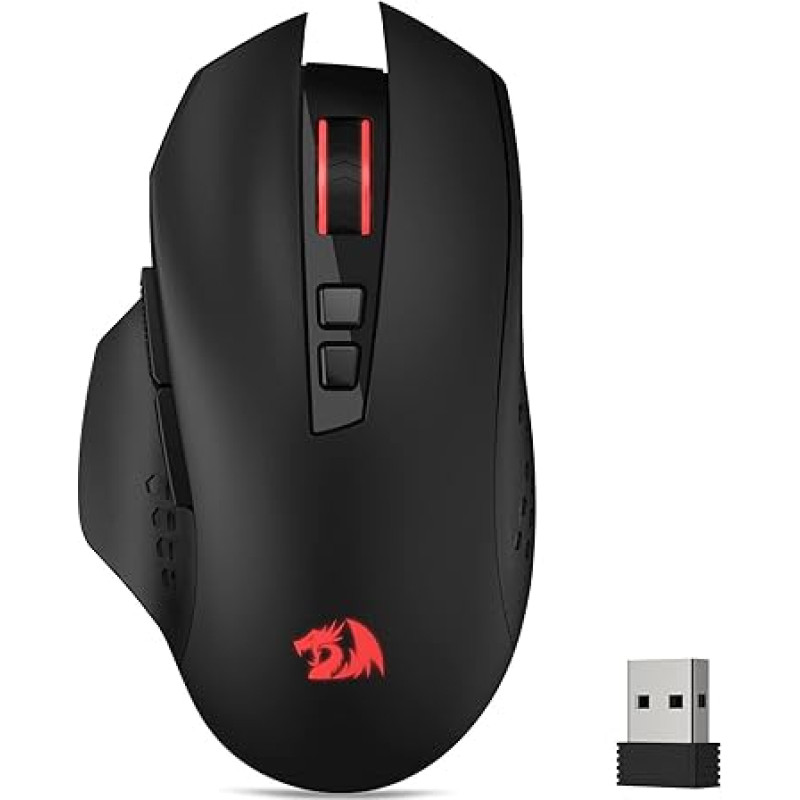 Redragon M656 Gainer Wireless Gaming Mouse, 4000 DPI 2.4Ghz Mouse with 5 DPI Levels, 7 Macro Keys, Red LED Backlight & Pro Software/Drive Supported, for PC/Mac/Laptop