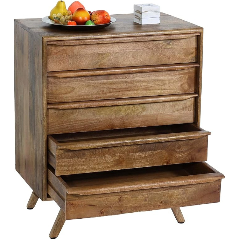 Mendler Highboard HWC-L96, Chest of Drawers, Sideboard, Cupboard, Drawers, Solid Wood, Mango, 81 x 65 x 43 cm, MVG Certified