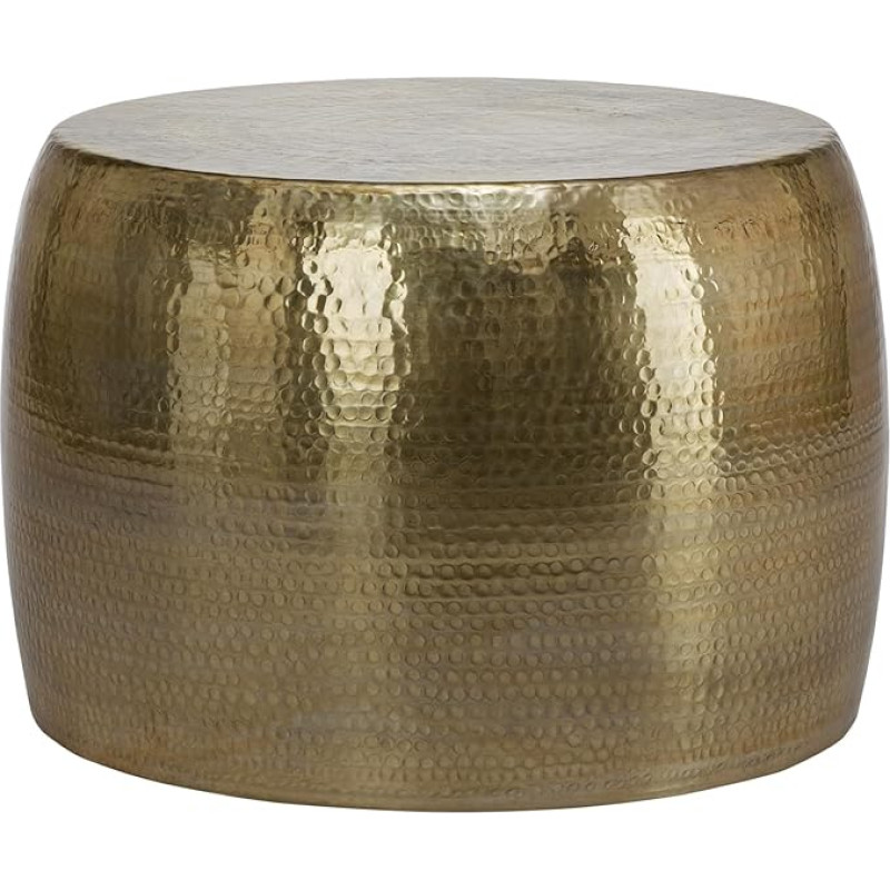 WOMO-DESIGN Round Coffee Table, Diameter 59 x 41 cm, Gold, Unique, Handmade Made of Aluminium, Hammered Design, Metal Sofa Table, Living Room Side Table, Flat Living Room Table, Orient Lounge Table