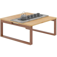 SogesHome Bamboo Side Table Coffee Table Folding Low Zen Tea Table Floor Table Tatami Table Bay Window Retro End Tables for Living Room Bedroom Folding Legs with Cones