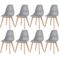 EGOONM Set of 8 Scandinavian Dining Room Chairs, Plastic Dining Chairs with Wooden Legs (Grey)