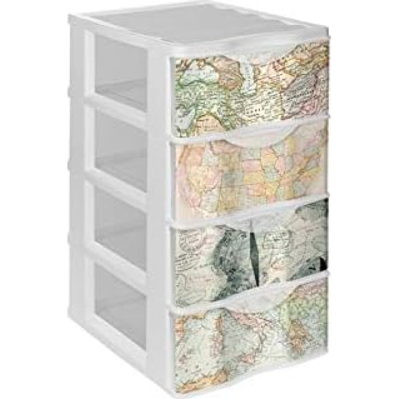DRW 4 Drawer PVC Chest of Drawers 40 x 38 x 64 cm
