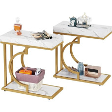 Tribesigns Side Table Couch Set of 2, C-shaped Side Table, Narrow for Living Room, Sofa Table, Small Bedside Table for Bedroom