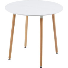 EGGREE Round Kitchen Table Modern Design Scandinavian Wood Dining Table Solid Wood Legs 80 x 75 cm White