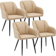 CLIPOP Dining Room Chairs, Set of 4, Faux Leather Kitchen Chairs, Upholstered Chairs with Armrests and Metal Legs, Retro Design Armrest, Armchair for Living Room, Dining Room (4, Faux Leather