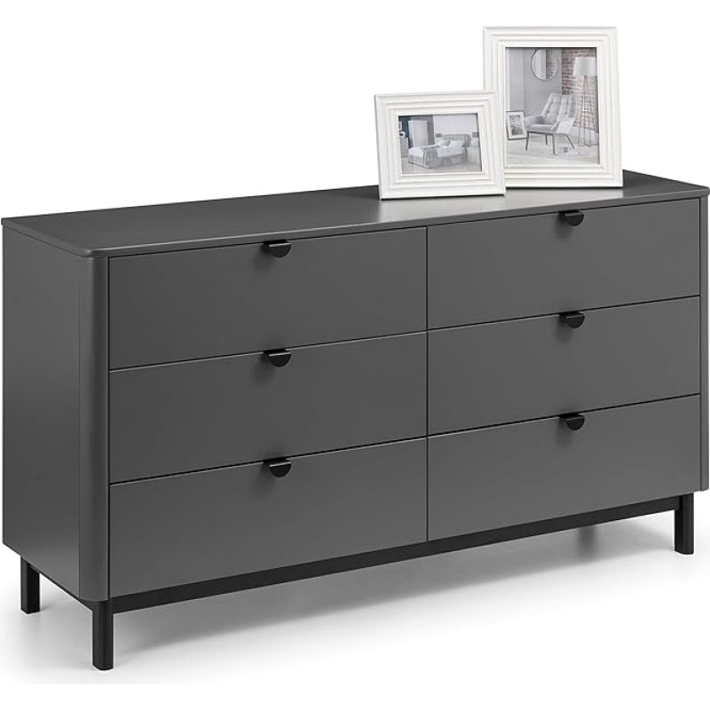 Julian Bowen Chloe 6 Drawer Chest of Drawers Storm Grey