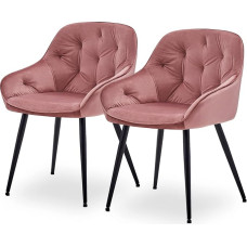 CLIPOP Dining Room Chairs, Set of 2, Velvet Armrest Chairs, Padded Chair, Kitchen Chair, Living Room Chair, Leisure Chair with Armrests and Metal Legs (2, Pink)