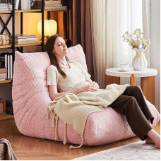 Bean Bag Chair for Adults - Large Bean Bag Chairs, Memory Foam Bean Bag with High Rebound, Oversized Corduroy Chair Boneless Lazy Floor Sofa for Reading, Playing, Living Room, Bedroom