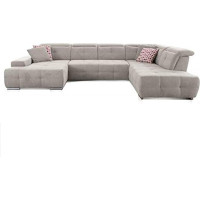 Cavadore Mistrel Living Room Landscape with Long Chair Left / Large U-Shape Sofa Bed Including Headboard function and large lying surface