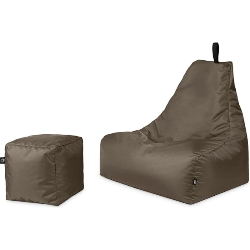 PATCH HOME Patchhome De-Lux Lounge Chair Including Cube with Zip Refillable Gaming Bean Bag Bean Bag Seat Cushion for Indoor and Outdoor Use Ready Filled (XXL with Zip, Khaki)
