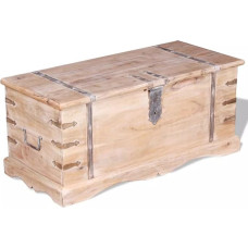 Festnight Storage Chest Made of Acacia Wood, Coffee Table Chest Solid Wood Table Chest with 2 Side Handles, Handmade, 90 x 40 x 40 cm, Brown