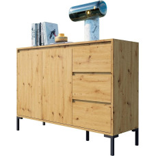 Newroom Savage.Two Wild Oak Artisan Oak Sideboard Modern Vintage 120 x 87 x 40 cm (W x H x D) Highboard Sideboard Living Room Bedroom Hallway Dining Room