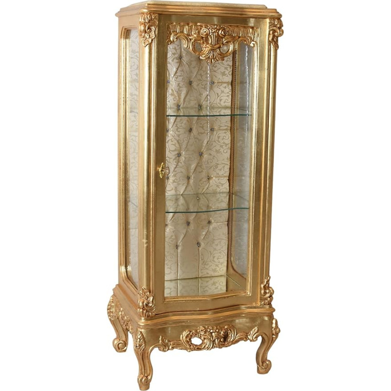 Palazzo BAR126 Antique Display Cabinet Solid Wood Glass Display Cabinet Rococo Cabinet (A - Gold)