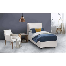 Talamo Italia - Sarah White Single Bed with Faux Leather Cover - 100% Made in Italy - Front Opening - Fits Mattress 90 x 200 cm