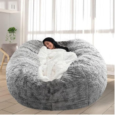 FIEATES Bean Bag for Adults and Kids 5ft (1.5m) Grey Bean Bag - No Filling - Comfortable Giant Living Room Chairs, Lovesac Bean Bag for Stuffed Animal Storage