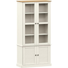 vidaXL Glass Display Cabinet with Shelves Lots of Storage Space Cabinet with Glass Doors Kitchen Cabinet Tall Cabinet Highboard White Solid Pine Wood