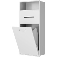 Findepot Bathroom Niche Stainless Steel Recess 30cm Bathroom Storage Rack with Trash Can for Wet Wipes Toilet Paper Rubbish Aromatherapy Rustproof Waterproof White Ash Container