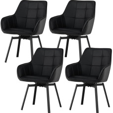 CLIPOP Dining Room Chairs Swivel Set with Armrest, Faux Leather Upholstered Chair, Padded Seat, Kitchen Chair, Swivel Chair, Armrest Chair for Dining Room, Living Room, Office (Set of 4, Faux Leather,