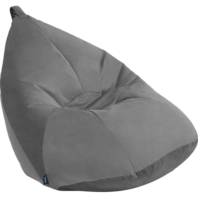 Loft 25 Velvet Bean Bag Deck Chair Indoor Living Room Gaming Bean Bag with Filling for Adults Lightweight Gamer Bean Bag Puf Seat Ergonomic Design for Body Support (Slate)