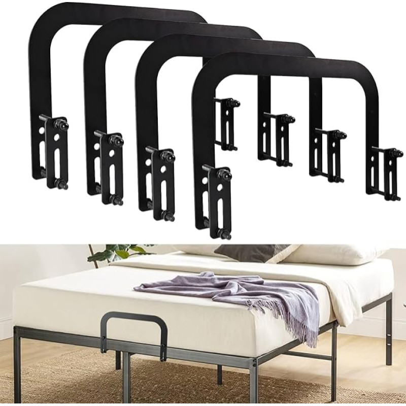 ANTEISI Mattress Holder for Metal Bed Frame, Mattress Holder, Non-Slip Mattress Gripper, Mattress Slider for Metal Frame, Black, Pack of 4