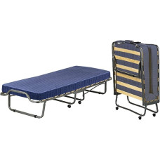 Talamo Italia Talamo Priscilla Folding Bed Orthopaedic Single Bed 100% Made in Italy with Mattress 80 x 190 cm Light Blue