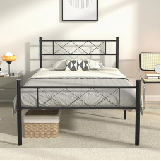 VECELO 3ft x 7ft Single Metal Bed Frame - No Slatted Base Required, Easy Assembly, Large Slatted Base - Black