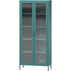 Jan Nowak Angelo 2-Door Display Cabinet 80 x 185 x 45 cm 4 Adjustable Shelves Tempered Glass Wall Mounted Glass Display Cabinet Standing Display Cabinet Glass Living Room Cabinet Glitter Marine