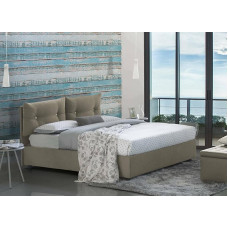 Talamo Italia - Rita Double Bed, Container Bed with Fabric Cover, 100% Made in Italy, Front Opening, Includes Mattress 160 x 190 cm, Turtledove