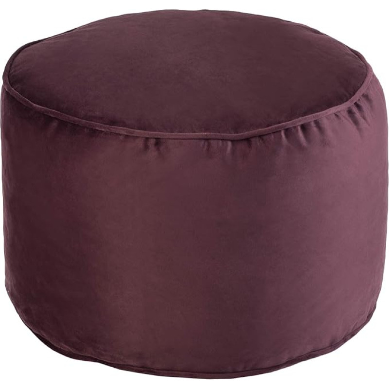 Loft 25 Round Bean Bag Footstool Indoor Pouf Living Area Seat Pouf Leg Recovery Ergonomic Design Pouffe Comfortable Puff Stool & Durable Pouf Seat Cushion Seat Pouf 32 x 45 cm (Aubergine)