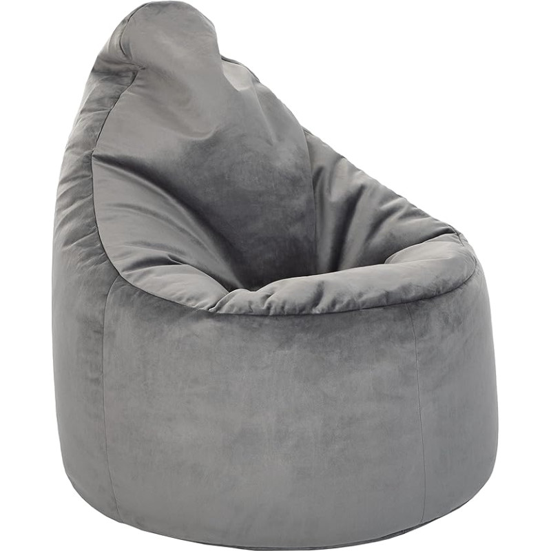 Loft 25 Capriccio Velvet Bean Bag Chair, Premium Velvet Bean Bag for Indoor Use for Home and Living Room, Ergonomic Design for Body Support (Bean Bag, Slate)