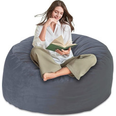 Yagamo Bean Bag Chair Adult Memory Foam Filled Ultra Soft Washable Velvet Cover Plush Sofa for Living Room Bedroom 3ft (Grey)