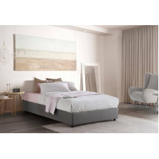 Talamo Italia - Chiara Grey Double Bed with Fabric Cover - 100% Made in Italy - Front Opening + Mattress 120 x 190 cm