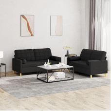 SECOLI Sofa Set 2 Seater + 2 Seater, 2-2 Sofa Set Couch Set Living Room Sofa Sets Couch Lounge Couch Sofas & Couches Black