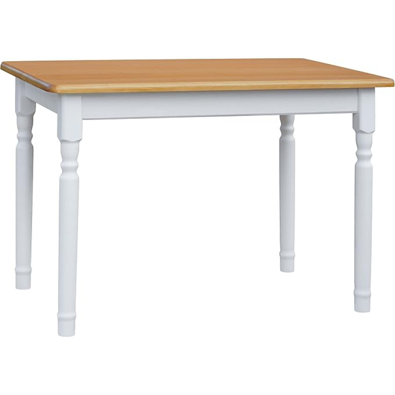k koma Unique Solid Pine Dining Table - 100 x 70 cm, White, Alder, Country House Style