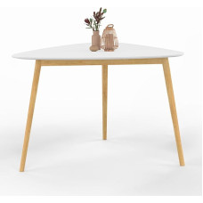 IDMarket - Gaia 4 Seater Dining Table with White Top and Wooden Feet 110cm