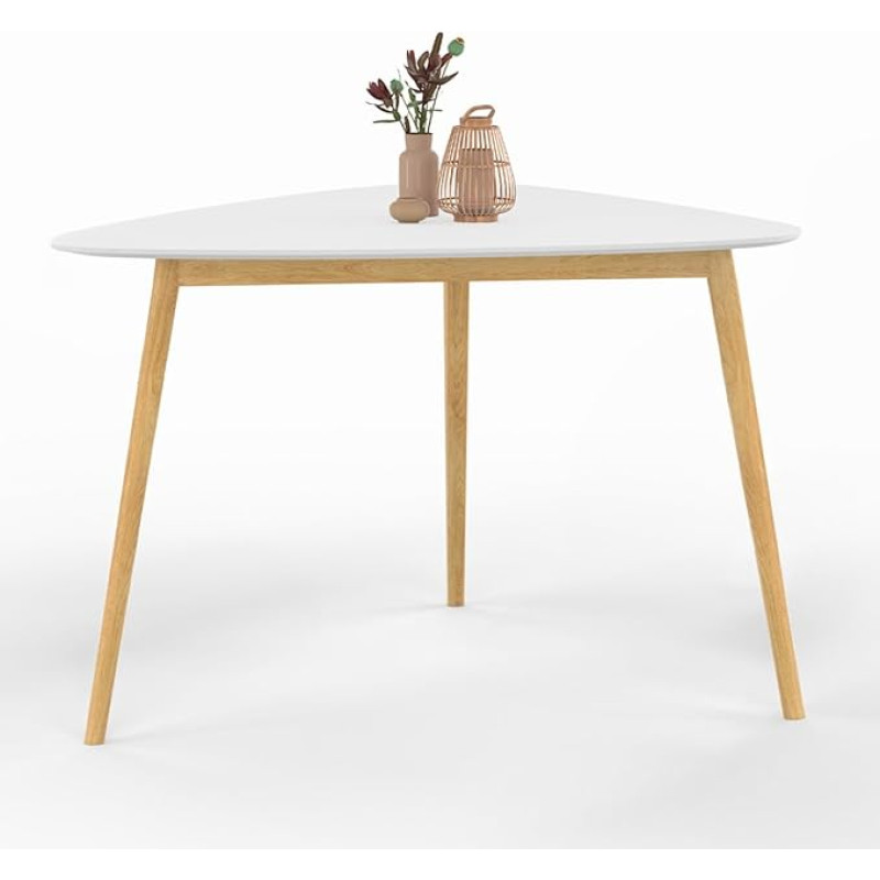 IDMarket - Gaia 4 Seater Dining Table with White Top and Wooden Feet 110cm