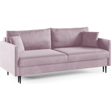 LIKMA Mara 3-Seater Sofa 209 cm with Sleep Function and Bedding Container, Velvet Sofa Bed with Bed Box, Modern Couch, Sofa Sets, Sofa Bed Colour: Light Purple, Fabric: Velour Riviera 62