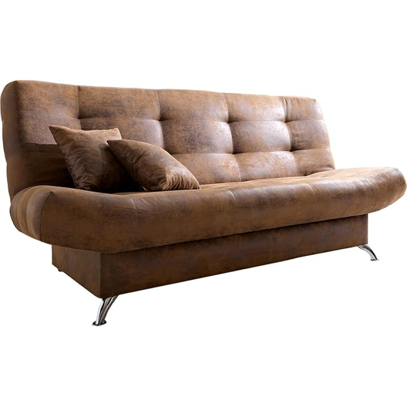 DELIFE Viola Sofa Bed 190 x 90 cm Brown with Bed Box Sleep Function Sofa Bed