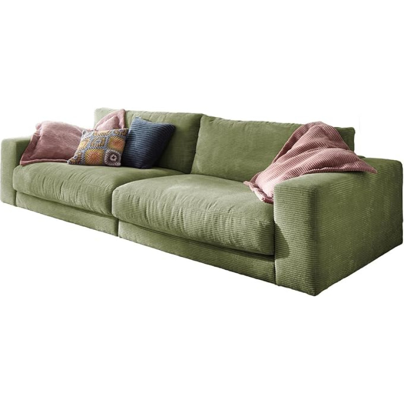 KAWOLA Big Sofa Madeline 3-Seater - Olive Green Cord Mega Sofa, Modern Couch for Living Room, Cosy Lounge Sofa