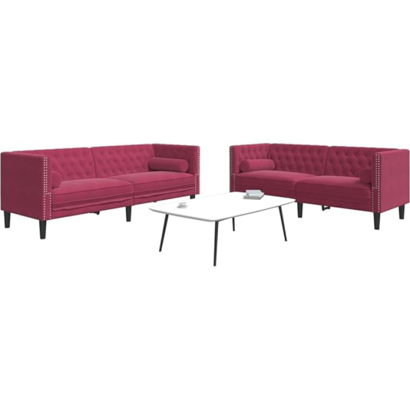 SKM Chesterfield 3209295 2-Piece Sofa Set with Bolsters Red Velvet, Furniture, Sofas, Red, 57.55 kg