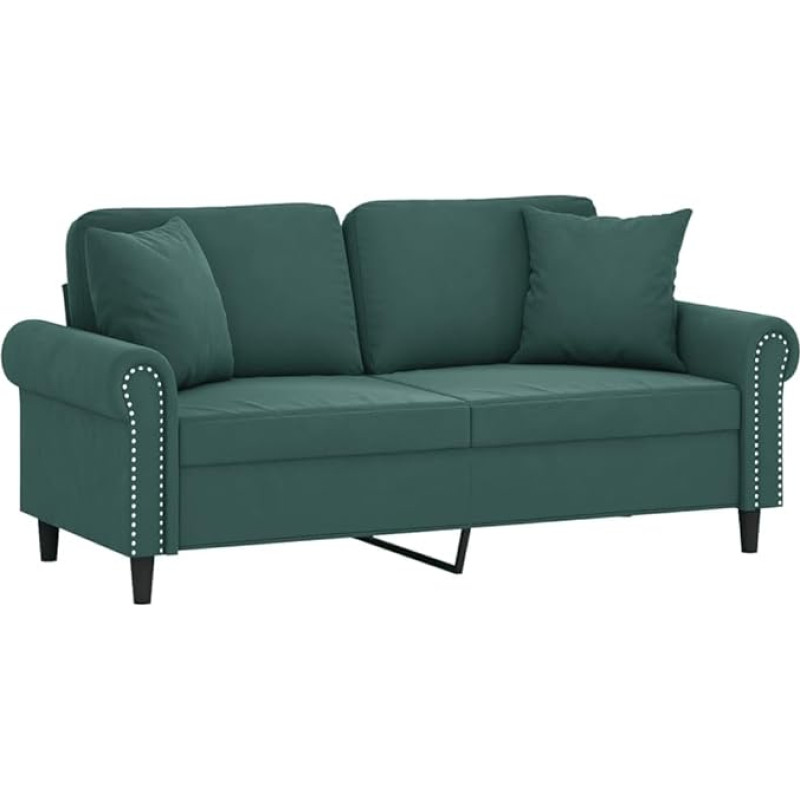 vidaXL 2-Seater Sofa, Couch with Decorative Cushions, Recliner Sofa for Living Room, Upholstered Sofa, Armchair, Relaxing Sofa, Lounge Sofa, Relaxing Couch, Dark Green Velvet