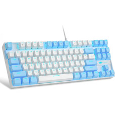 MageGee 75% Mechanical Gaming Keyboard with Red Switch, LED Keyboard with Blue Backlight, Compact TKL Wired Computer Keyboard for Windows, Laptop, PC Gamer, White/Blue