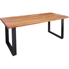 invicta INTERIOR Solid Dining Table Iron Craft 160 cm Sheesham Stone Finish Industrial Design Solid Wood Table Conference Table