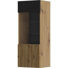 Homlando Auris Glass Display Cabinet 115 cm Shelves Cabinet Furniture Side Display Cabinet Bookcase Black Matte / Artisan Oak