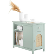 SoBuy FBT159-GR Storage Side Table with Braided Bamboo Doors, Bedside Table for Living Room, Bedroom, 70 x 35 x 60 cm, Green