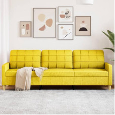 Willood 3 Seater Sofa Light Yellow 210cm Fabric Sofa with Armrests and Soft Cushions Suitable for Living Room Wooden Legs