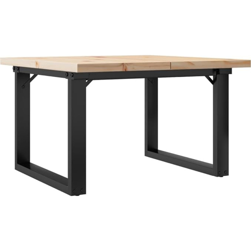 vidaXL Coffee Table, Side Table with O-Frame, Sofa Table for Living Room, Coffee Table, Tea Table, Wooden Table, Modern, Solid Pine Steel